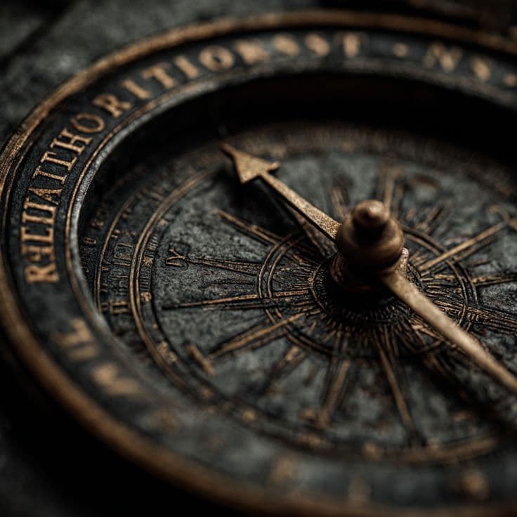 An antique navigation dial pointing toward a new direction